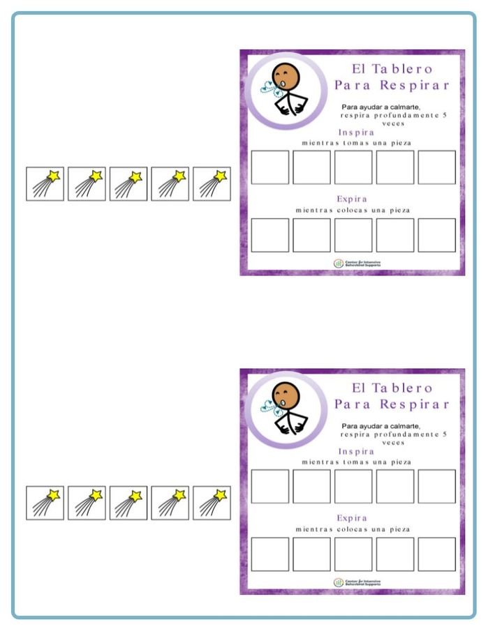Recurso para el Tablero de Respiración - 5 respiraciónes (Resource for Breathing Board - 5 breaths)