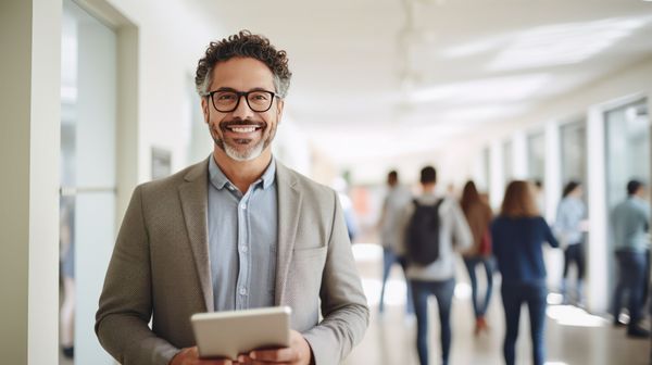 DSO - Conclusion Image with man standing in hallway with tablet