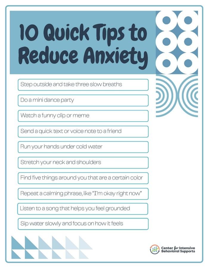 Resource for 10 Quick Tips to Reduce Anxiety