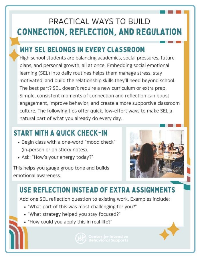 Resource for Practical Ways to Build Connection, Reflection, and Regulation